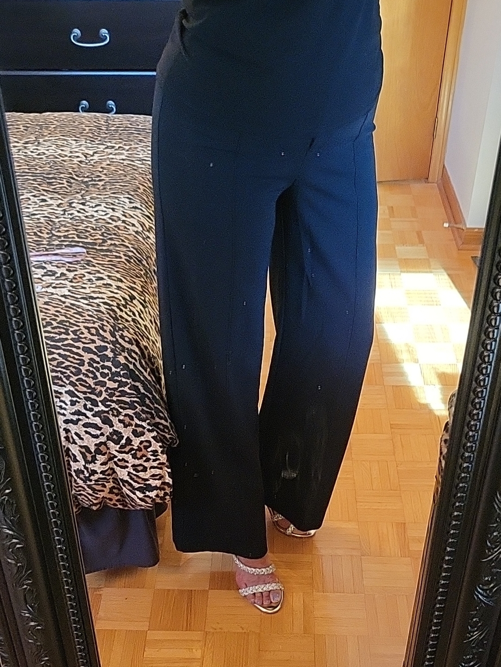 Alfani Black Wide-Leg Women's Classic Trousers, Permanent Crease, 8